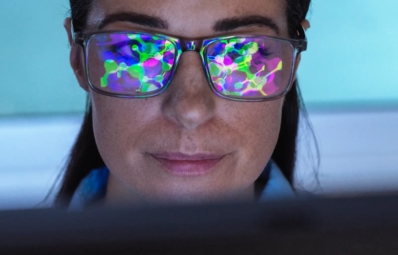 Female scientist wearing glasses